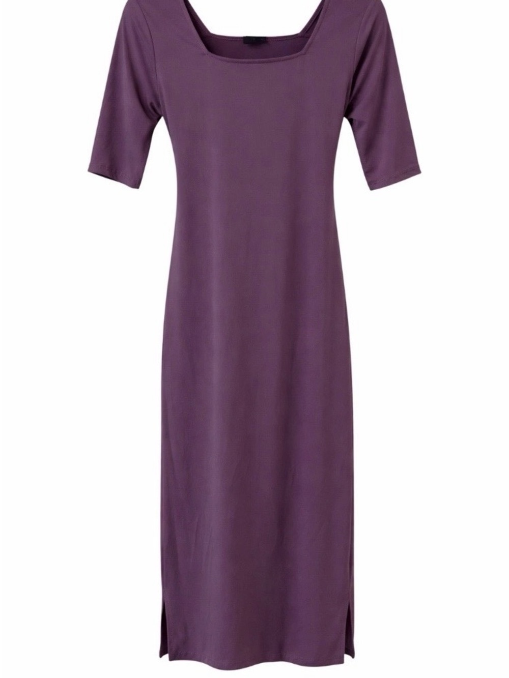 Brigitte Brianna Square Neck Midi Dress in Berry Sexy Modest